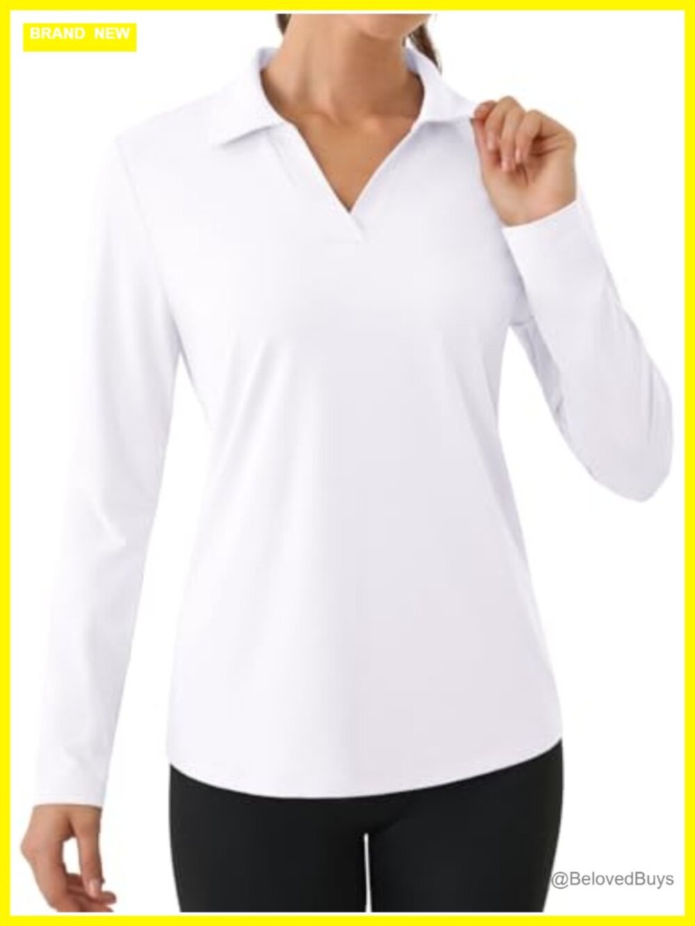 Women's Long Sleeve UPF 50+ Sun Shirt Quick Dry Golf Polo V Neck Athletic Top